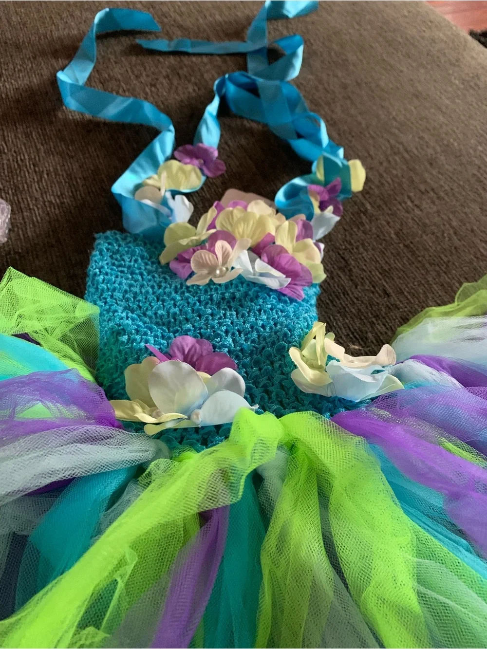 Girls Blue & Green Fairy Tutu Costume w/ wings.